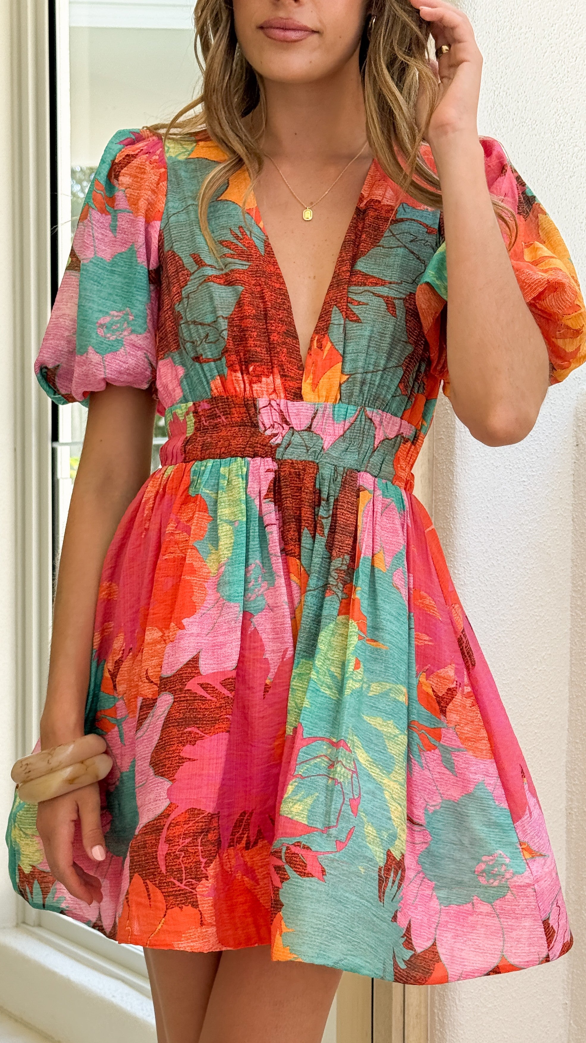 Abel Mini Dress - Orange Floral